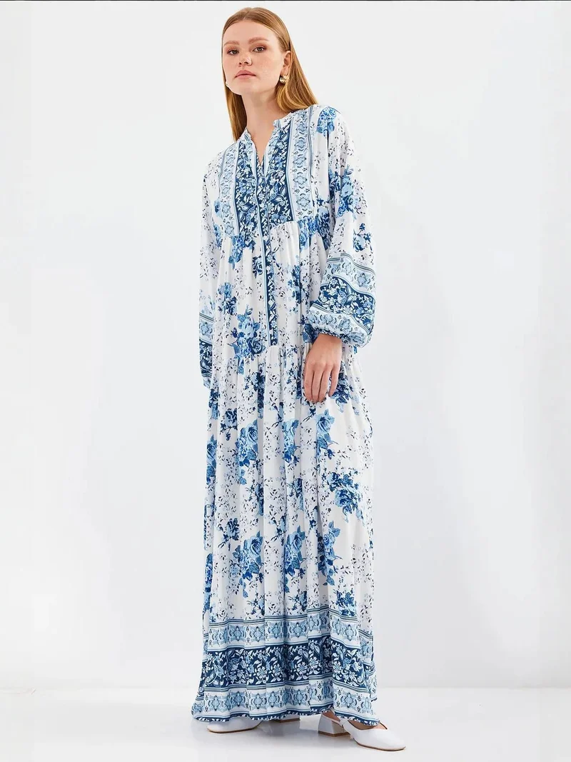 Big Dart Multicolor BDART Printed V-Neck Maxi Dress for Women | Best Price UAE