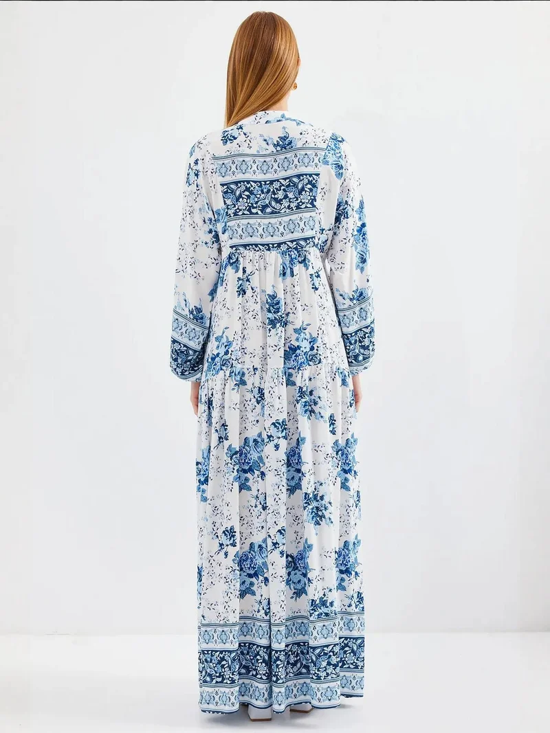 Big Dart Multicolor BDART Printed V-Neck Maxi Dress for Women | Best Price UAE