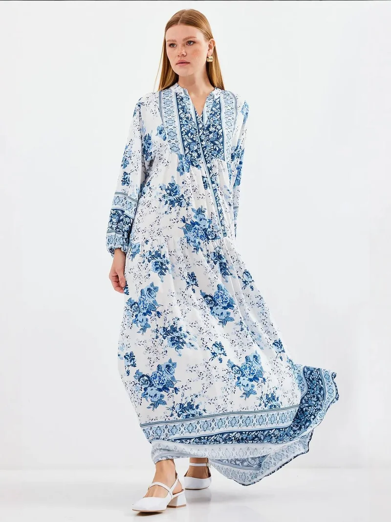 Big Dart Multicolor BDART Printed V-Neck Maxi Dress for Women | Best Price UAE