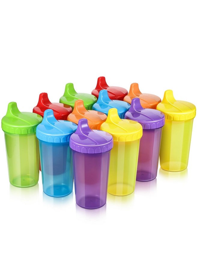 Mifoci 10 Oz Sippy Cups For Toddlers Reusable No Spill Cups With Lids Toddler Baby Feeding Supplies Dishwasher Microwave Safe 6 Colors(12)  - Image 1