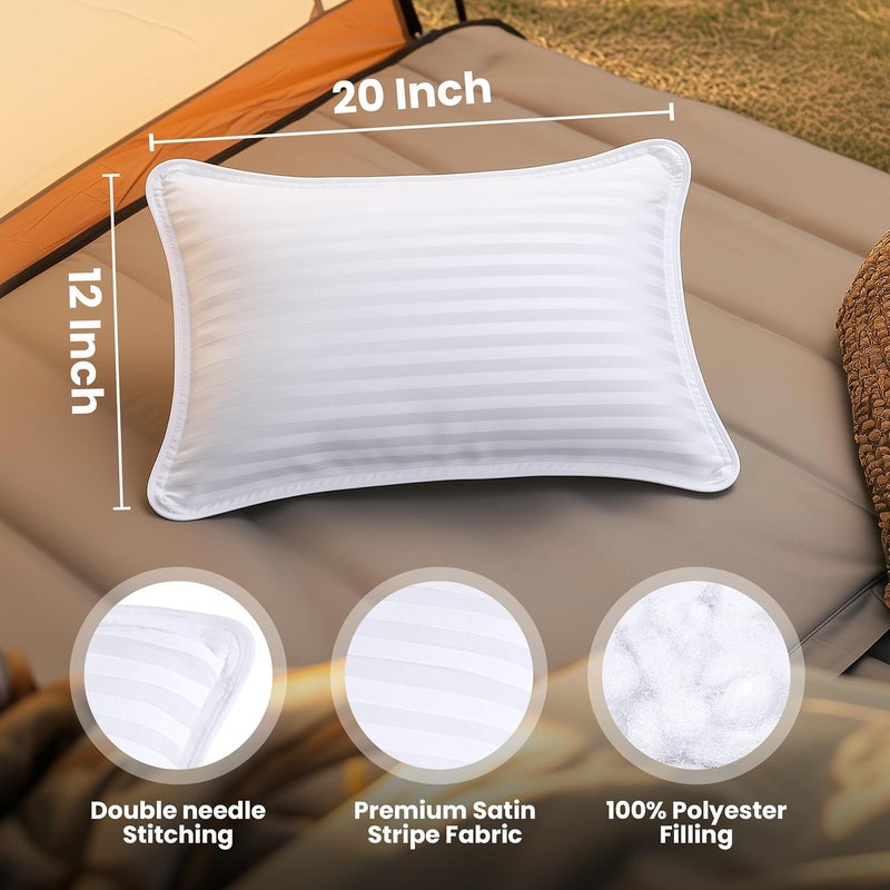 Utopia Bedding Travel Pillow for Airplane, Car and Toddlers (White, 2 Pack), Neck Support for Travelling, Down Alternative Filling, Compact Camping Pillow for Backpacking & Hiking (12x20) (2, 12x20) - Image 2