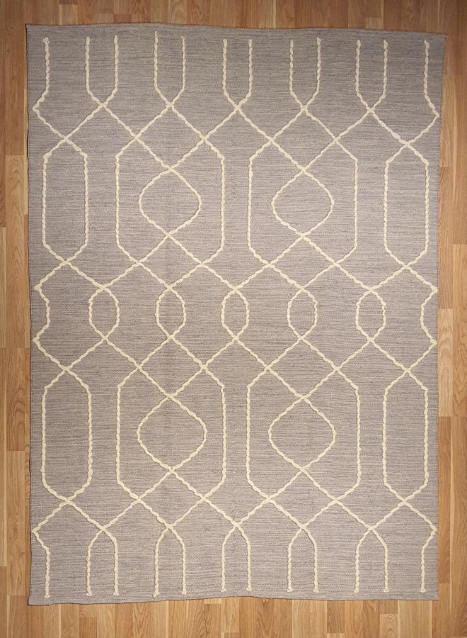 Kilim Studio Handmade Modern Dark Grey and Off White Kilim - Image 1