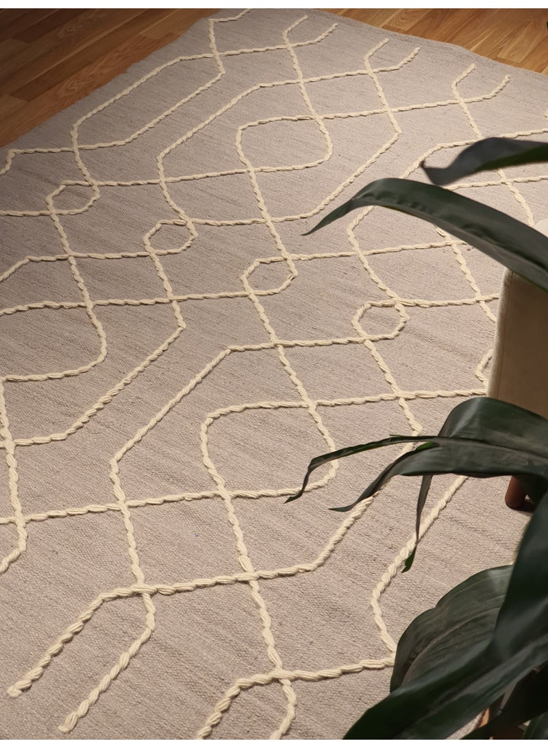 Kilim Studio Handmade Modern Dark Grey and Off White Kilim - Image 2