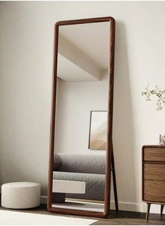 fashionhome Multipurpose Use Rectangular Shape Design Full Length Mirror Standing Hanging or Leaning Against Wall Large Bedroom Floor Mirror Dressing Mirror Wall-Mounted Full Body Mirror Round Corner Durable Wood Frame with Iron U-Bracket Support Decorative Mirror for Living Room Home Shops 50x160 cm  - Image 1