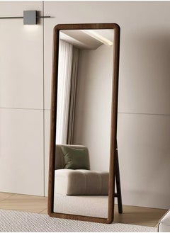 fashionhome Multipurpose Use Rectangular Shape Design Full Length Mirror Standing Hanging or Leaning Against Wall Large Bedroom Floor Mirror Dressing Mirror Wall-Mounted Full Body Mirror Round Corner Durable Wood Frame with Iron U-Bracket Support Decorative Mirror for Living Room Home Shops 50x160 cm  - Image 2