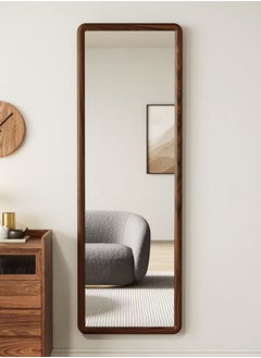 fashionhome Multipurpose Use Rectangular Shape Design Full Length Mirror Standing Hanging or Leaning Against Wall Large Bedroom Floor Mirror Dressing Mirror Wall-Mounted Full Body Mirror Round Corner Durable Wood Frame with Iron U-Bracket Support Decorative Mirror for Living Room Home Shops 50x160 cm  - Image 3