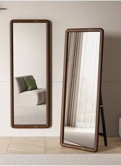 fashionhome Multipurpose Use Rectangular Shape Design Full Length Mirror Standing Hanging or Leaning Against Wall Large Bedroom Floor Mirror Dressing Mirror Wall-Mounted Full Body Mirror Round Corner Durable Wood Frame with Iron U-Bracket Support Decorative Mirror for Living Room Home Shops 50x160 cm  - Image 4