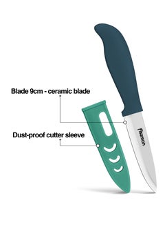 Fissman 4" Ceramic Paring Knife with Sheath, White Blade Peeling Knife | Ultra-Sharp Paring Knife for Meat, Fruits, Vegetables (Mint)  - Image 3