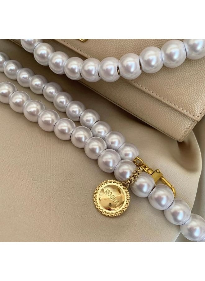 SMARTX Luxury Imitation Pearl Beads Purse Handle Strap, Large Beads Chain for Bag Decoration  - Image 1