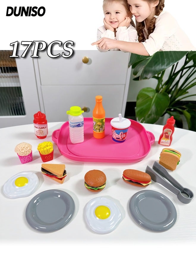DUNISO Pretend Playset Food Toy for Kids, preschool cooking toy set simulating hamburger hot dog food game, suitable for toys and gifts for girls and boys - Image 1
