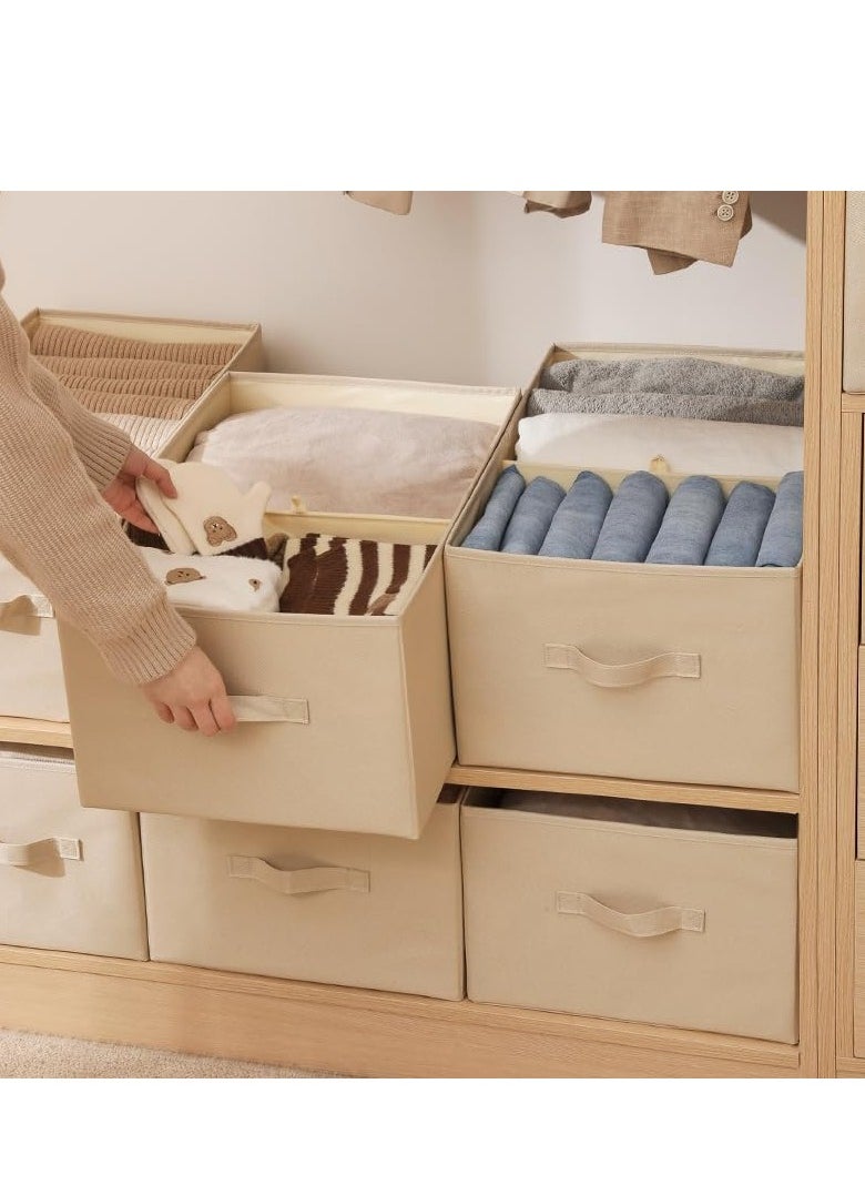 DUNISO 9 Grids Foldable Closet Organizers, Washable Compartment Storage Bins, Jeans Drawer Organizers for Clothing, Storage Box for Clothes, Socks, Underwear(Beige)  - Image 3