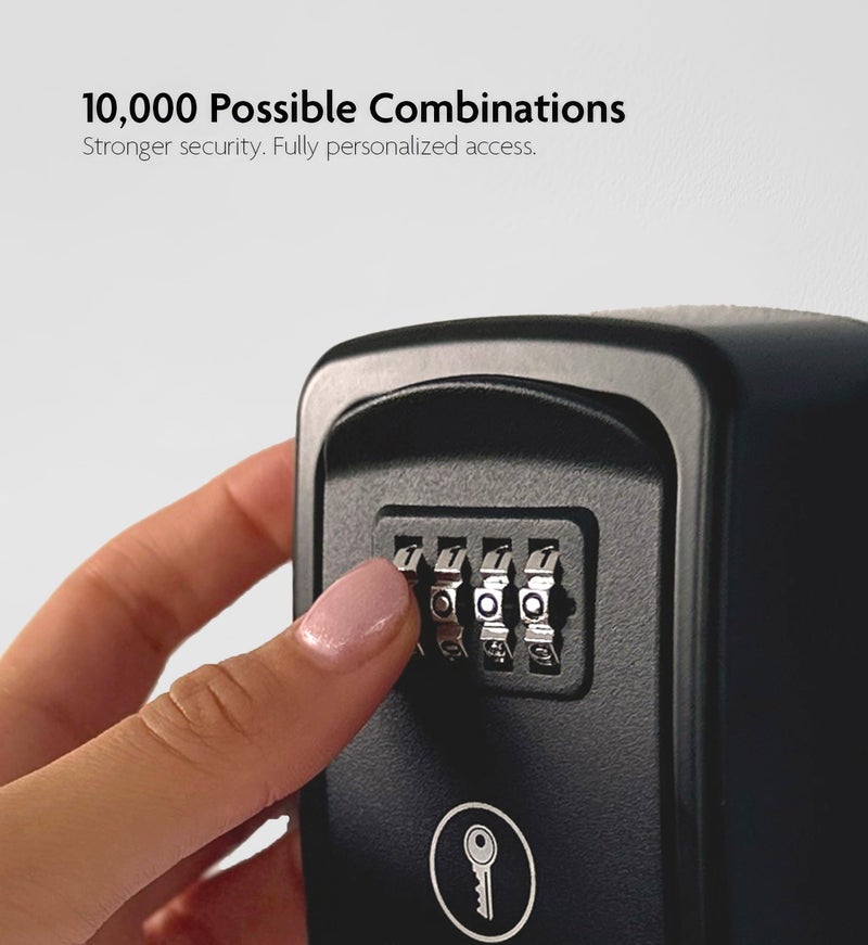 Iron LockÂ® Key Lock Box Wall Mount â€“ Waterproof Heavy Duty Metal Lock Box for Keys with 4-Digit Combination & Resettable Code â€“ Outdoor/Indoor Key Safe for Home, Office & Airbnb (Black, Small) - Image 3