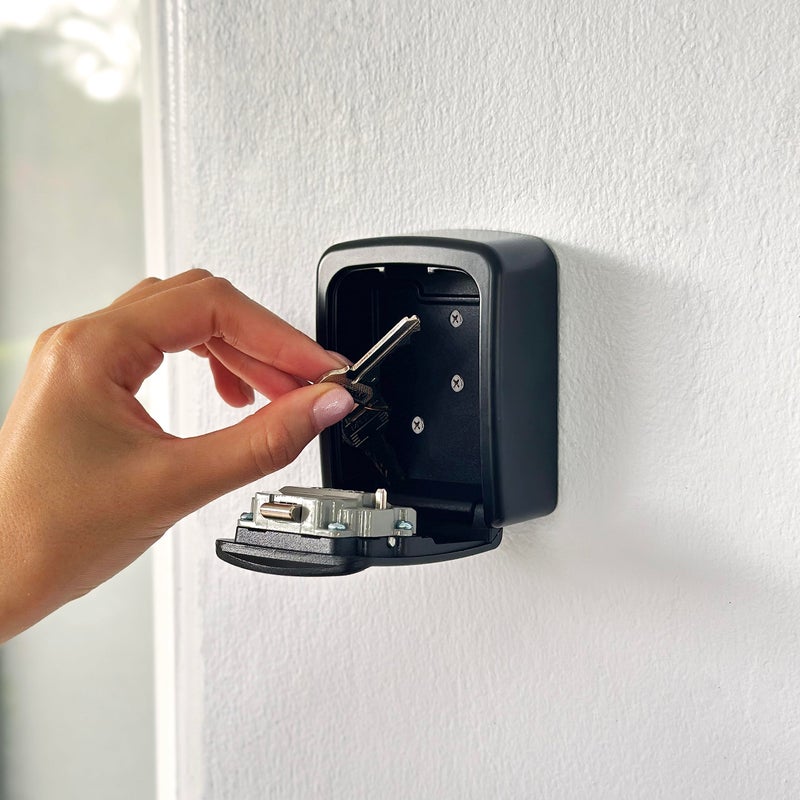 Iron LockÂ® Key Lock Box Wall Mount â€“ Waterproof Heavy Duty Metal Lock Box for Keys with 4-Digit Combination & Resettable Code â€“ Outdoor/Indoor Key Safe for Home, Office & Airbnb (Black, Small) - Image 5