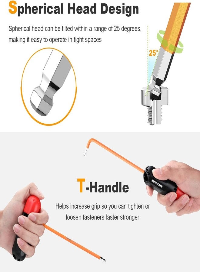 MAXPOWER Allen Wrenches Set, 18-piece Metric Ball End Hex Key Set & Torx Star Allen Keys, Long Arm Wrench with Extra T-Handle for Home Maintenance and DIY - Image 5