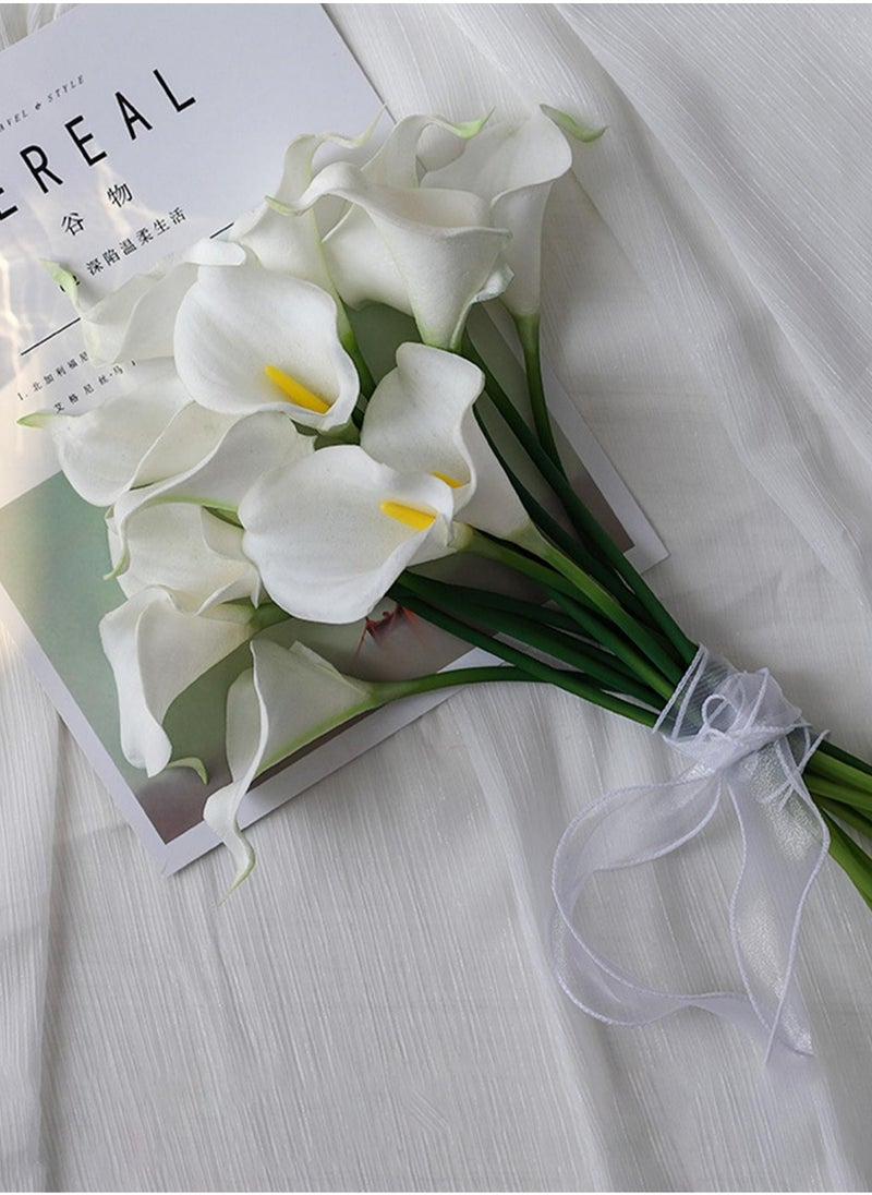 Generic Artificial White Calla Lily Bouquet – 6pcs Realistic Touch Flowers for Weddings, Valentine's Day, Mother's Day, Home & Office Decor, Photography Props, and Holiday Gifts | Elegant Handheld Arrangement | Maintenance-Free Floral Decoration for Living Room, Bedroom, Events & Seasonal Displays  - Image 1