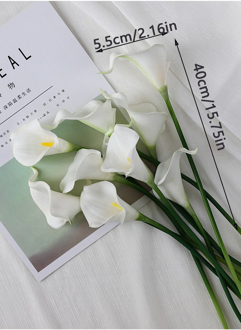 Generic Artificial White Calla Lily Bouquet – 6pcs Realistic Touch Flowers for Weddings, Valentine's Day, Mother's Day, Home & Office Decor, Photography Props, and Holiday Gifts | Elegant Handheld Arrangement | Maintenance-Free Floral Decoration for Living Room, Bedroom, Events & Seasonal Displays  - Image 4
