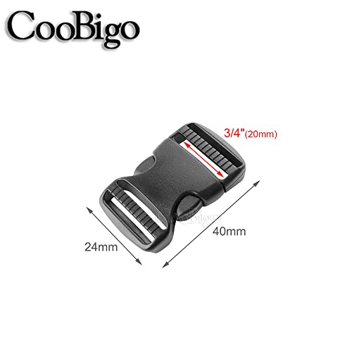 CooBigo 5 Pack 3/4" Side Release Buckle Dual Adjustable 5 Yards 3/4" PP Strap Webbing Outdoor Camping Backpack Sleeping Bag Tent Belt Tied Band Accessories (5 Buckle + 5 Yards Webbing) - Image 2