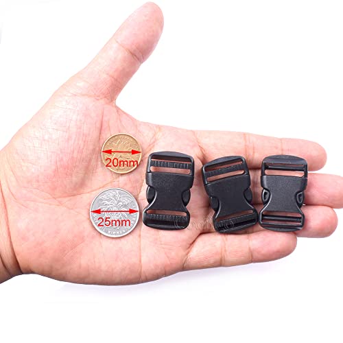 CooBigo 5 Pack 3/4" Side Release Buckle Dual Adjustable 5 Yards 3/4" PP Strap Webbing Outdoor Camping Backpack Sleeping Bag Tent Belt Tied Band Accessories (5 Buckle + 5 Yards Webbing) - Image 3