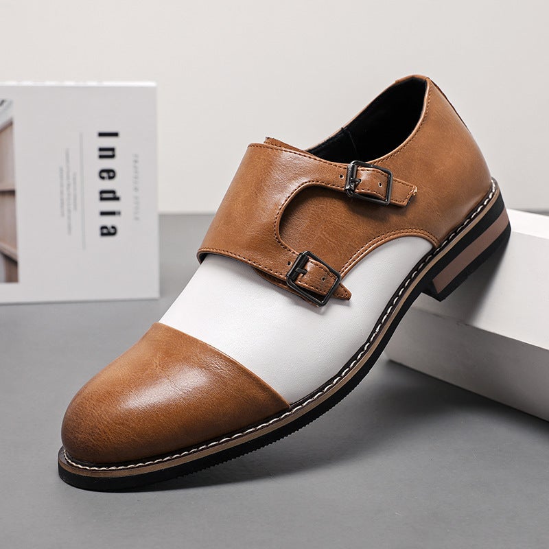 Spring New Large Size 48 Retro British Leather Shoes Personalized Buckle Formal Men'S Business Casual Shoes Monk Shoes - Image 2