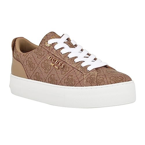 Guess Women's GENZA Sneaker, Latte Multi 110, 7 - Image 1
