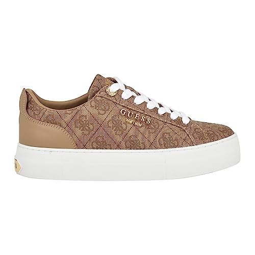 Guess Women's GENZA Sneaker, Latte Multi 110, 7 - Image 5