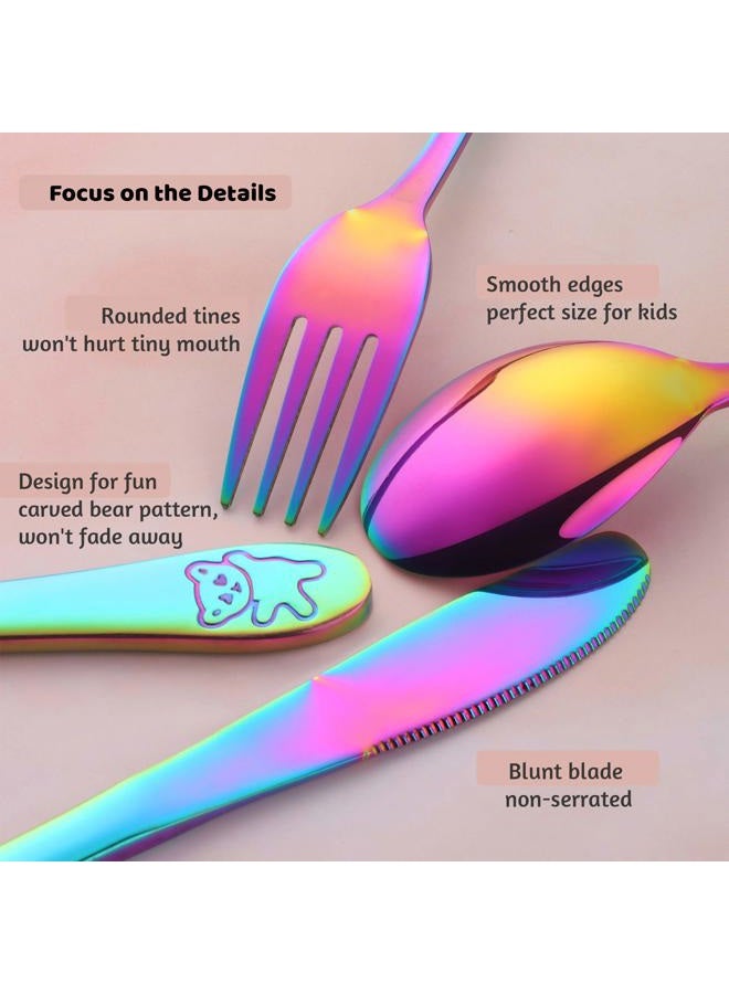 Poylim Kids Silverware, Stainless Steel Children Flatware Set, Toddler Utensils Set of 2, Rainbow - Image 4