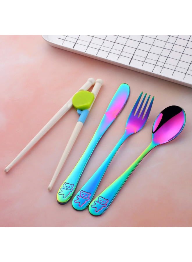Poylim Kids Silverware, Stainless Steel Children Flatware Set, Toddler Utensils Set of 2, Rainbow - Image 3