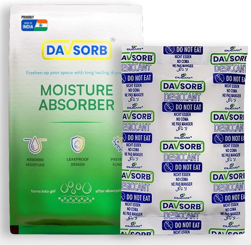 CILICAnT DAVSORB Dehumidifier Room Moisture Absorber Sachet for Home, Cars, Electronic items, Wardrobe & Shoe Racks | Fights Excess Moisture & Prevents Mould & Fungus; 100gm-pack of 3, White (Large) - Image 1