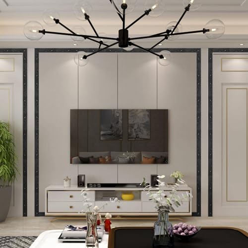 WADILE 90"x 3.1" Crown Molding Peel and Stick, Flexible Wallpaper Border Wall Trim Border, Self Adhesive Mirror Moulding Frame Lines, 3D Edging Foam Wallpaper Border Ceiling Baseboard, Black - Image 5