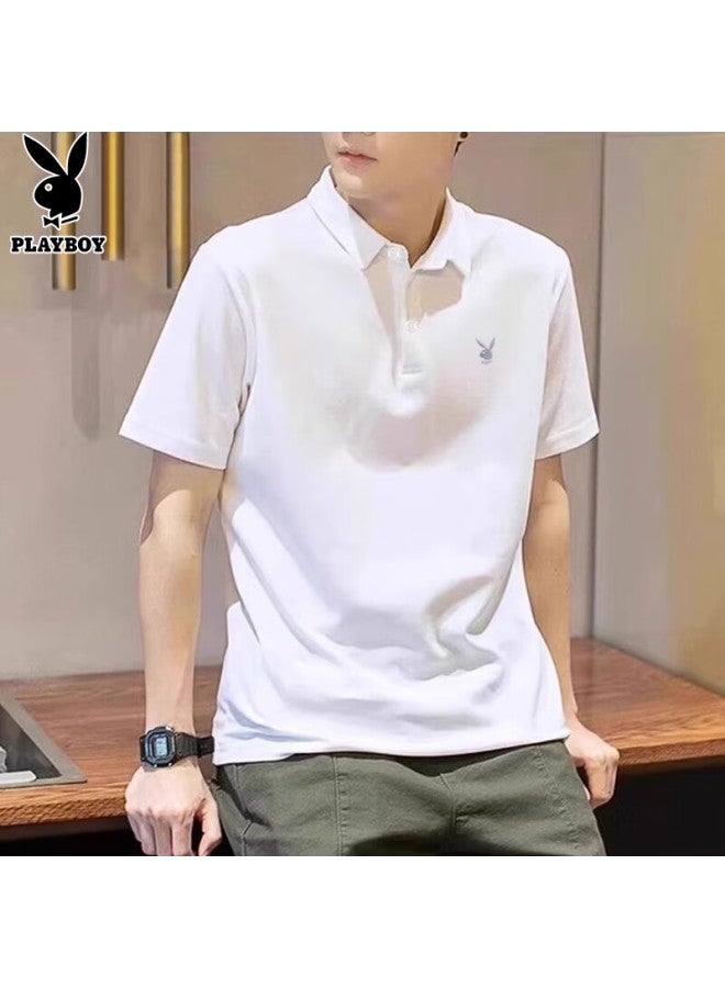 PLAYBOY Men'S Short Sleeve T-Shirt Polo Undershirt High-End Half Sleeve Summer Top Ice Silk Quick-Drying Trendy Men'S Clothing - Image 1