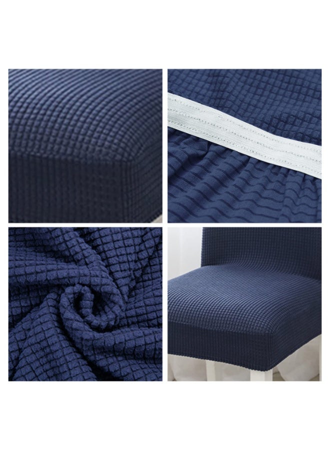 JZS Dining Chair Covers Set of 6 Stretchable Protector Seat Slipcovers Soft Jacquard Fabric Removable and Washable Fit for Dinning Room, Old Chair, Wedding Ceremony (Dark Blue) - Image 5