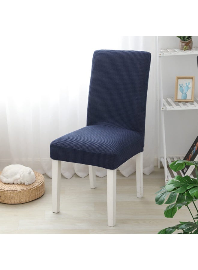 JZS Dining Chair Covers Set of 6 Stretchable Protector Seat Slipcovers Soft Jacquard Fabric Removable and Washable Fit for Dinning Room, Old Chair, Wedding Ceremony (Dark Blue) - Image 3