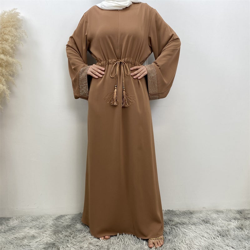 Monica Fashion Elegant Draped Lace Dress with Rhinestones for Spring 2024 - Image 4