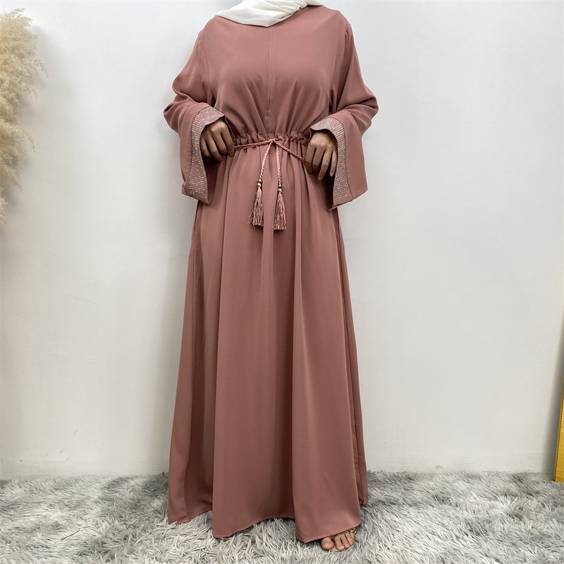 Monica Fashion Elegant Draped Lace Dress with Rhinestones for Spring 2024 - Image 5