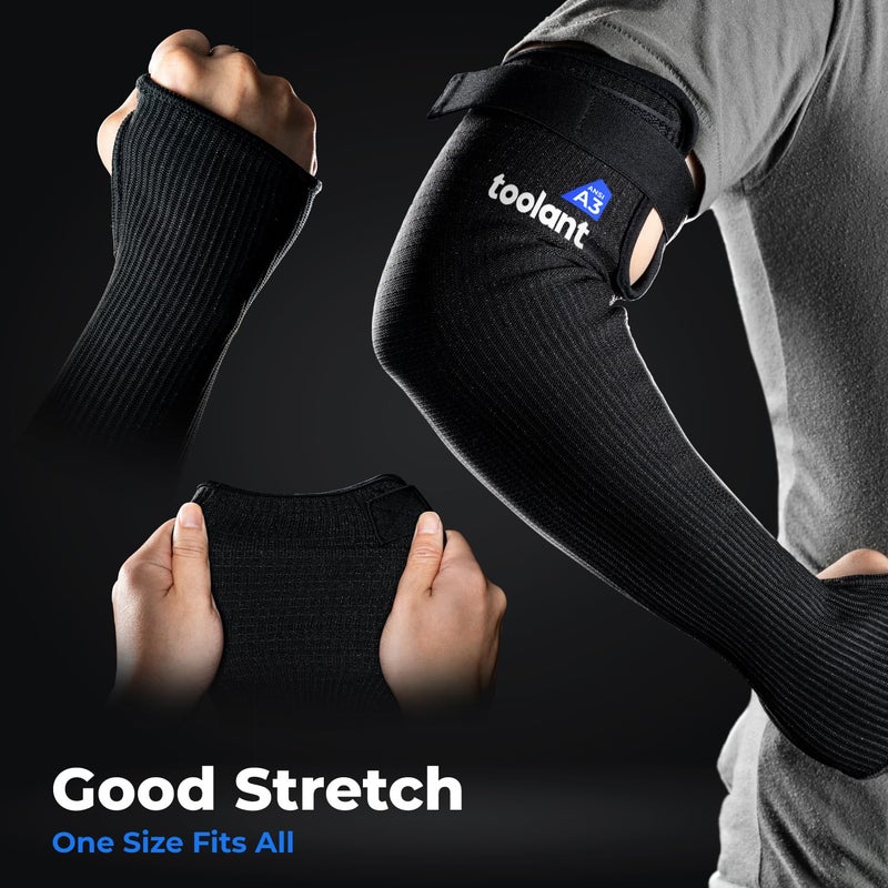OriStout Cut Resistant Farmers Sleeves with Thumb Hole, Protective Arm Sleeves, for Gardening, Welding, Kitchen, Arm Guards for Biting, Pet Grooming, Black, 1 Pair - Image 4