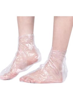 KIIUMI 100 Pcs Clear Plastic Disposable Booties ，Disposable Clear Plastic Socks,  Plastic Socks Liners Bags  - Image 1