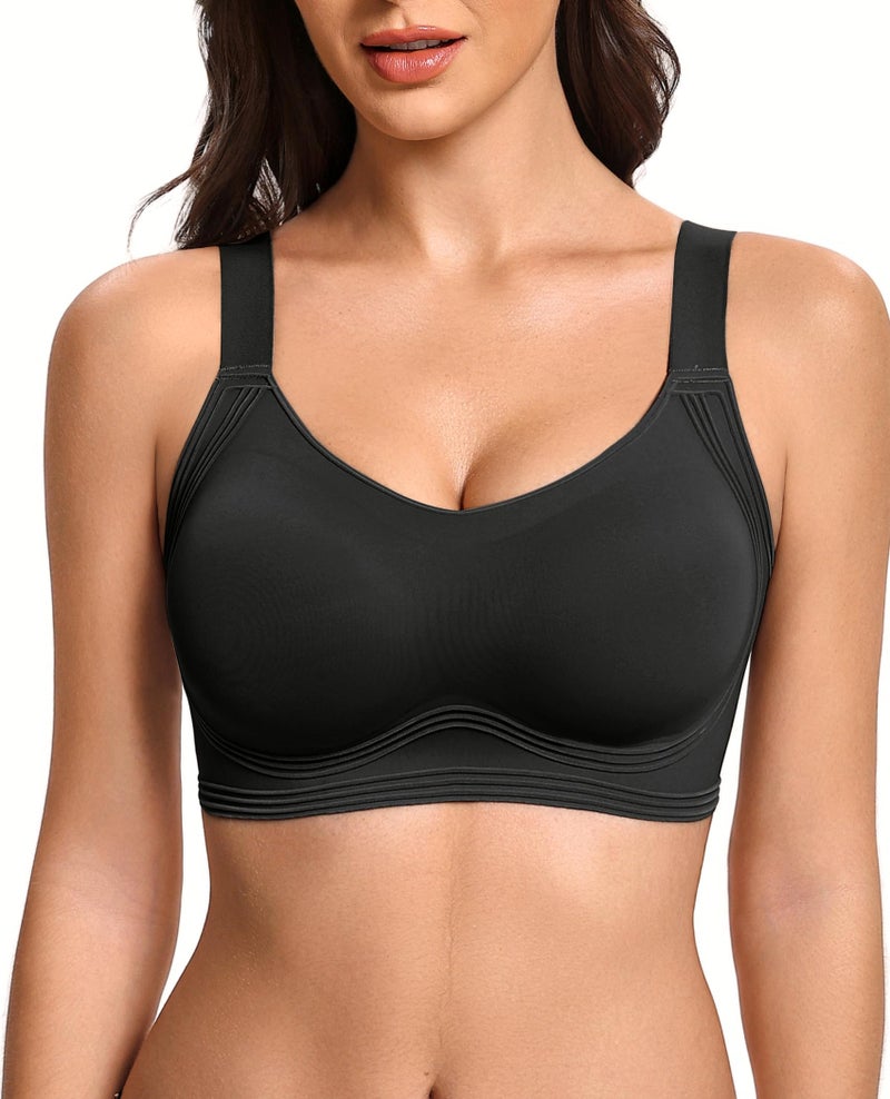 Avidlove Jelly Bras for Women No Underwire Wireless Push Up Bra Comfortable Full Coverage Seamless Womens Bralettesï¼ˆBlack Lï¼‰ - Image 2