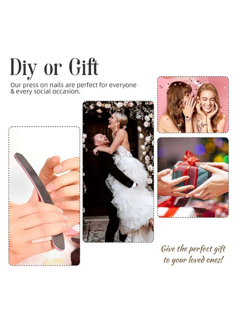 خاجول 24 قطعة من الأظافر الوهمية التي تضغط عليها - أظافر بندق قصيرة تصميمات تدرج لون ناعم باللون الوردي النمط الفرنسي - Image 4