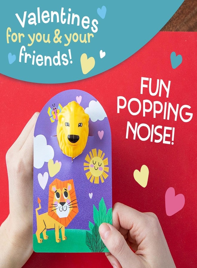 Peaceable Kingdom Animal Tube Poppers - 6-Pack Valentine’s Day Toys for Kids Ages 2+, Lion, Giraffe & Tiger Designs, Fun Popping Sensory Toy for Daycare and Preschool - Image 2