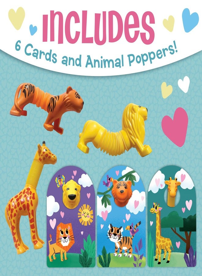 Peaceable Kingdom Animal Tube Poppers - 6-Pack Valentine’s Day Toys for Kids Ages 2+, Lion, Giraffe & Tiger Designs, Fun Popping Sensory Toy for Daycare and Preschool - Image 3