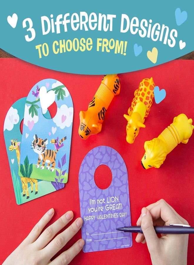 Peaceable Kingdom Animal Tube Poppers - 6-Pack Valentine’s Day Toys for Kids Ages 2+, Lion, Giraffe & Tiger Designs, Fun Popping Sensory Toy for Daycare and Preschool - Image 5