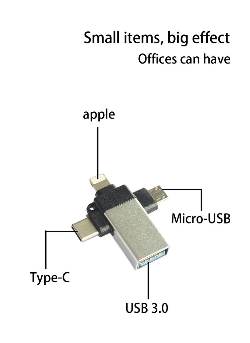 Generic - 3-in-1 Type C to USB A, OTG Adapter USB Type C Male to USB A Female - Image 1