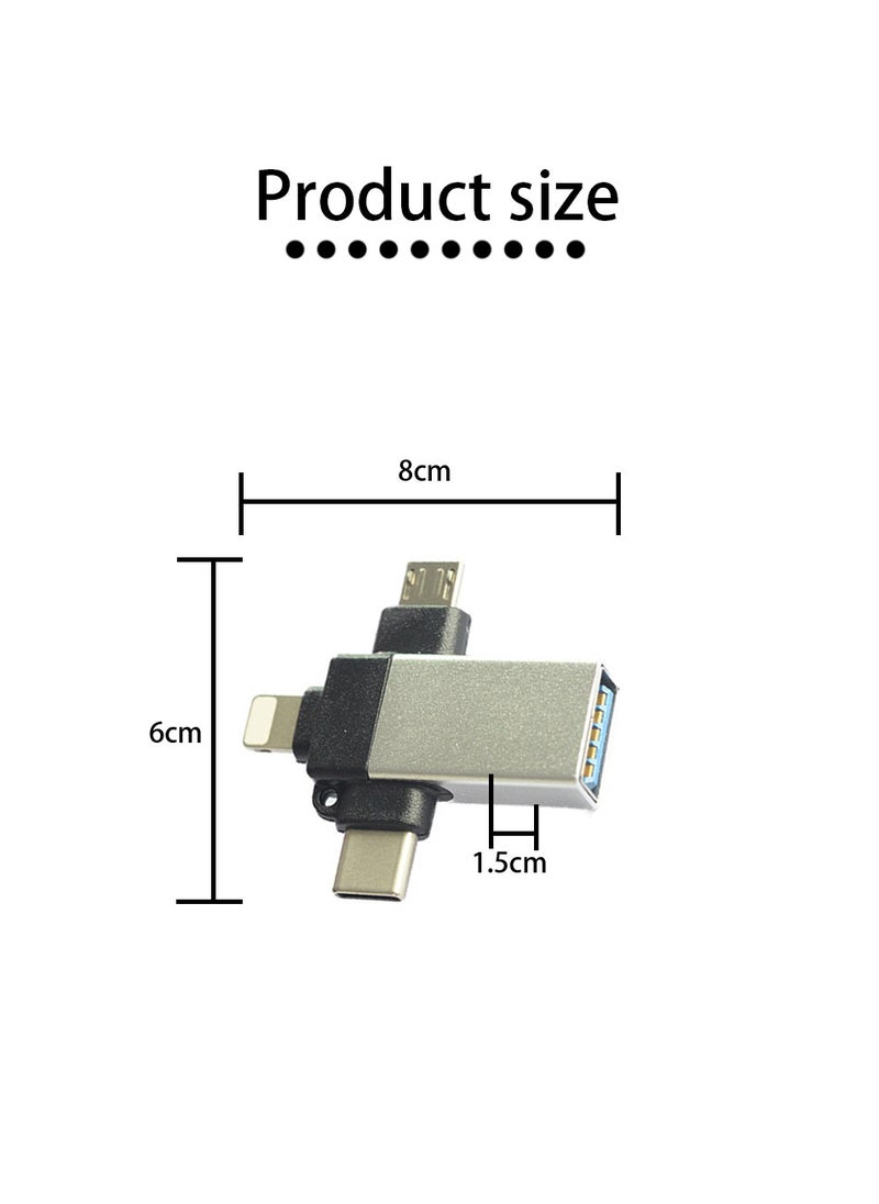 Generic - 3-in-1 Type C to USB A, OTG Adapter USB Type C Male to USB A Female - Image 1