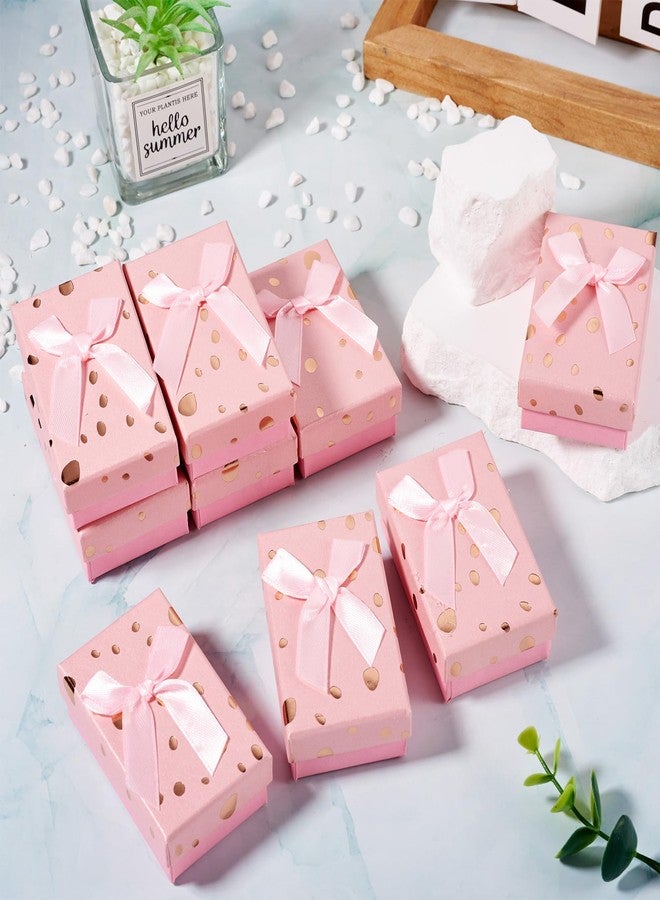 Craftdady مجموعة علب مجوهرات كرافت دادي مكونة من 12 قطعة، منقطة باللون الوردي، مع أغطية، مزينة بفيونكة، مقاس 3.19 × 1.97 بوصة، مناسبة لعيد الحب، عصرية، مستطيلة الشكل، بغطاء قلاب، محشوة بالإسفنج، بدون ضمان. - Image 5
