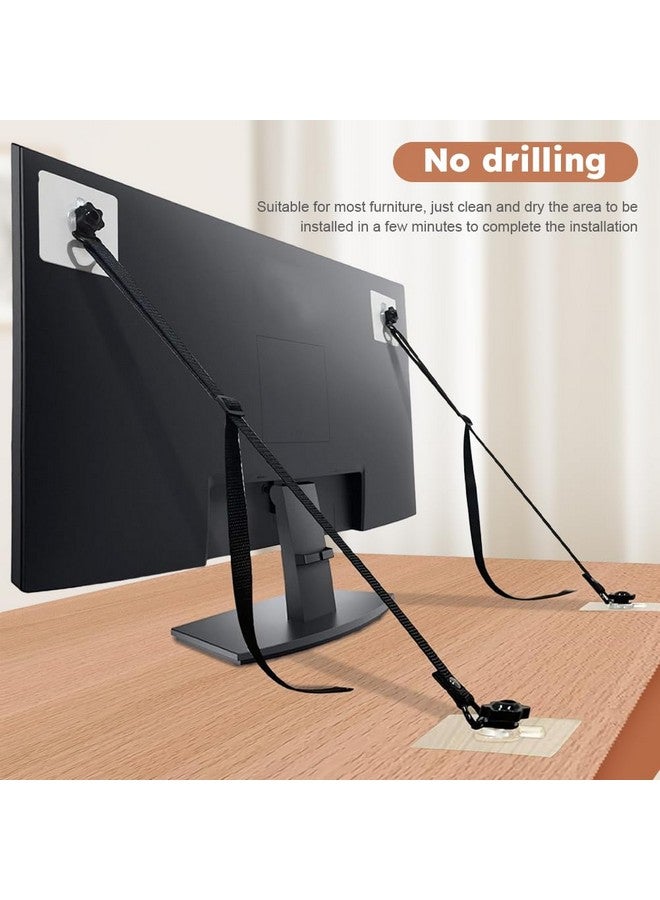 PUXING 2 Pack Adjustable TV Safety Straps TV Wall Anchors No-Drill Adhesive Anti-Tip Furniture Anchors for Proofing Furniture Wall Anchors Flat Screens Fix to Wall,Cabinet,Stand Or Desk(COLOR:black) - Image 5