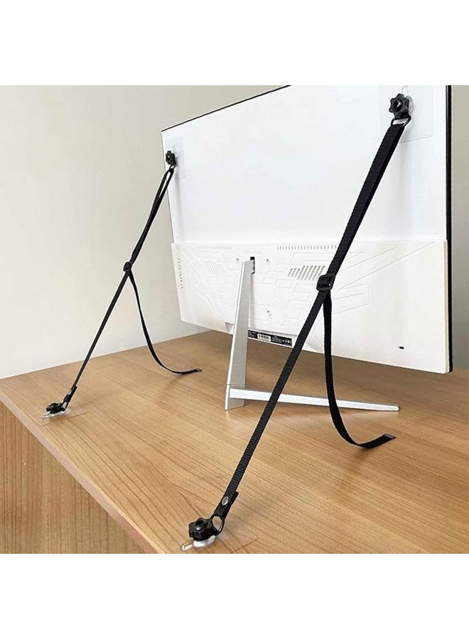 PUXING 2 Pack Adjustable TV Safety Straps TV Wall Anchors No-Drill Adhesive Anti-Tip Furniture Anchors for Proofing Furniture Wall Anchors Flat Screens Fix to Wall,Cabinet,Stand Or Desk(COLOR:black) - Image 4