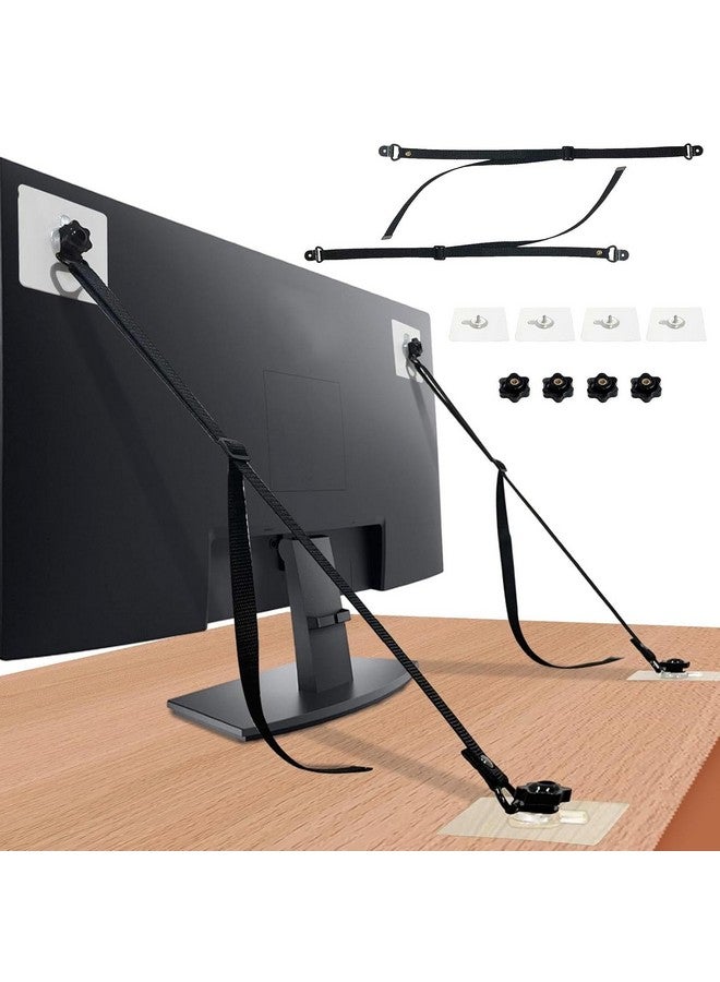 PUXING 2 Pack Adjustable TV Safety Straps TV Wall Anchors No-Drill Adhesive Anti-Tip Furniture Anchors for Proofing Furniture Wall Anchors Flat Screens Fix to Wall,Cabinet,Stand Or Desk(COLOR:black) - Image 1