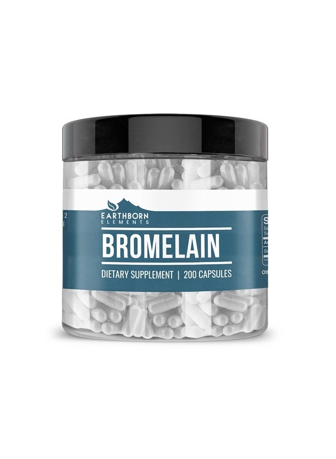 earthborn elements Bromelain 200 Capsules, Pure & Undiluted, No Additives