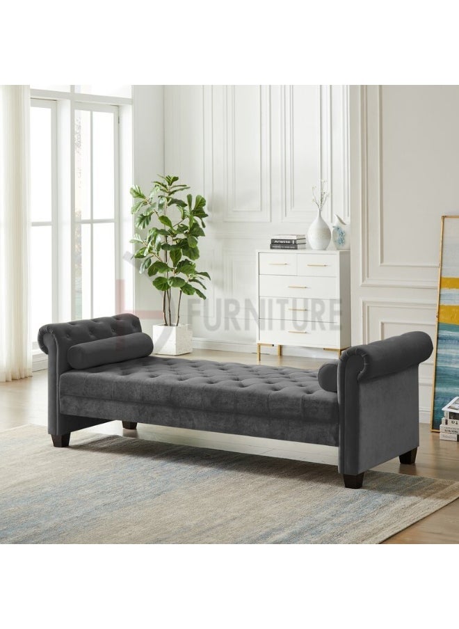 DIVINE FURNITURE Tufted Ottoman With Round Pillows  - Image 2
