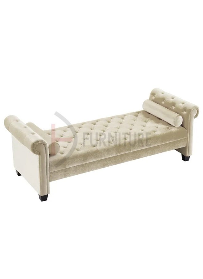 DIVINE FURNITURE Tufted Ottoman With Round Pillows  - Image 4